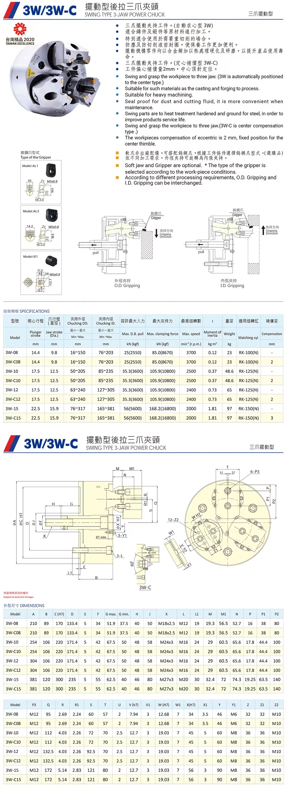 3W-C擺動補償型后拉三爪卡盤(圖1)